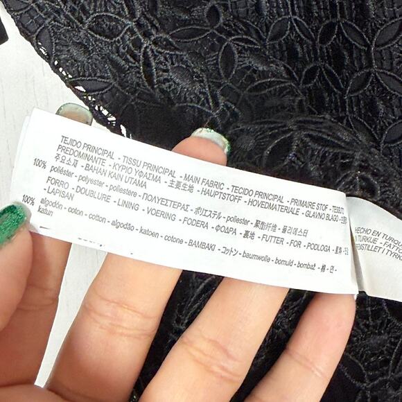 Zara Black Lace Ruffle Blouse Top Wmns L Whimsygoth Lace Dark Academia Twee NWT - Picture 7 of 8